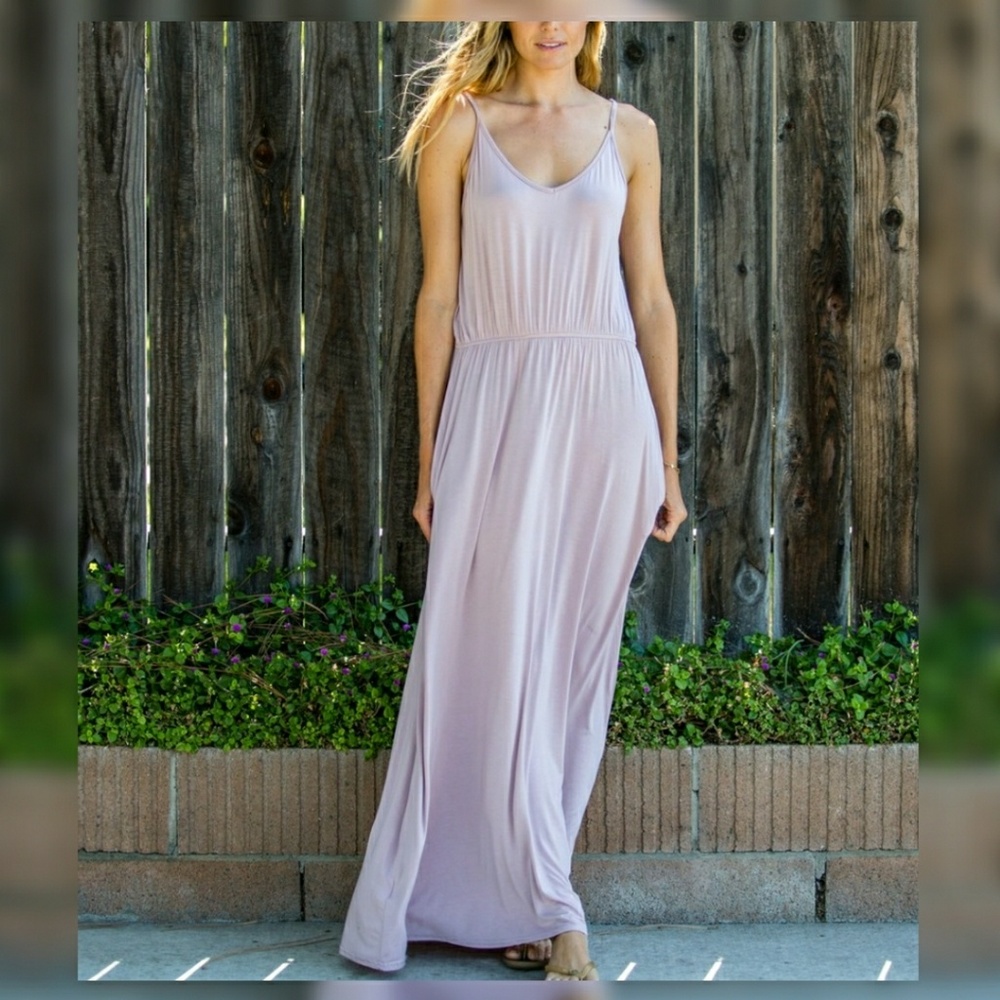 Pink Cinch Waist Maxi Dress